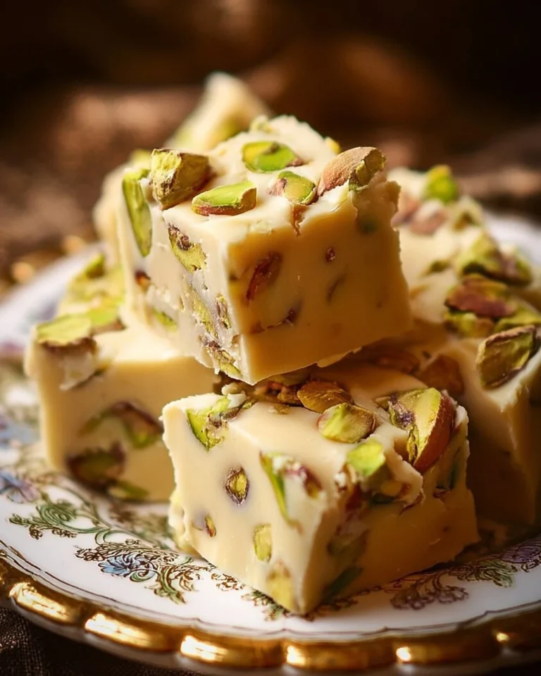 Delicious Italian Amaretto Pistachio Fudge with rich flavors and vibrant colors.
